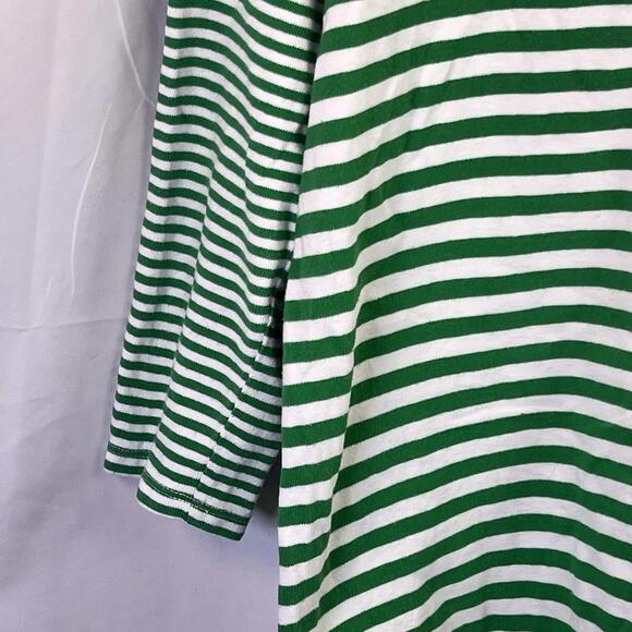 Lands End Green White Striped 100% Cotton Top Women’s Size Large EUC - Picture 3 of 9